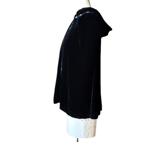 1930s True Deco Vintage Black Real Velvet Shorter Evening Cape With A Hood - Picture 8 of 15